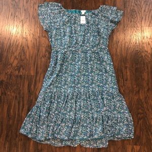 Teal Floral Midi Dress